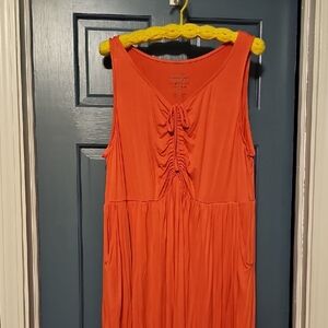 Torrid Dress Sleeveless Pockets Salmon Size 3x soft Casual Bohemian Midi